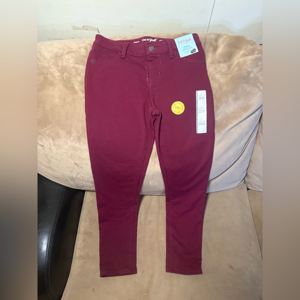 NWT Cat & Jack Girls’ Large (10/12) Burgundy Skinny Jeggings NWT